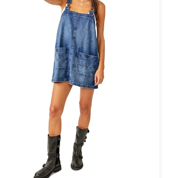 We The Free Denim - We The Free Blue Denim Overall Dress